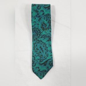 VTG VIYELLA WOVEN IN SCOTLAND FOR MICHELSONS OF LONDON MEN'S TIE, GREEN PAISLEY
